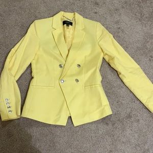 MANGO LINEN Pastel Yellow double breasted  blazer